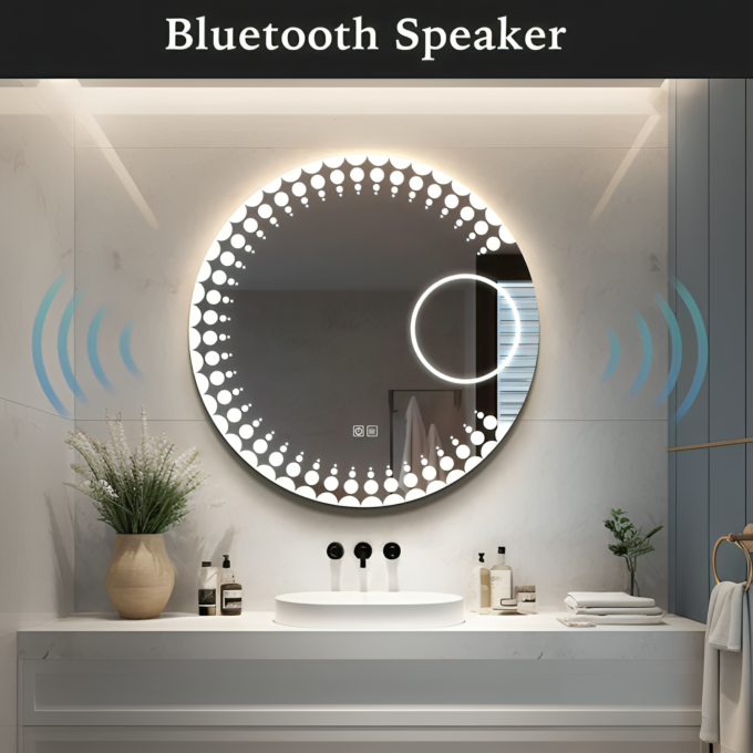 Modern Round Mirrors with LED for Extra Illumination